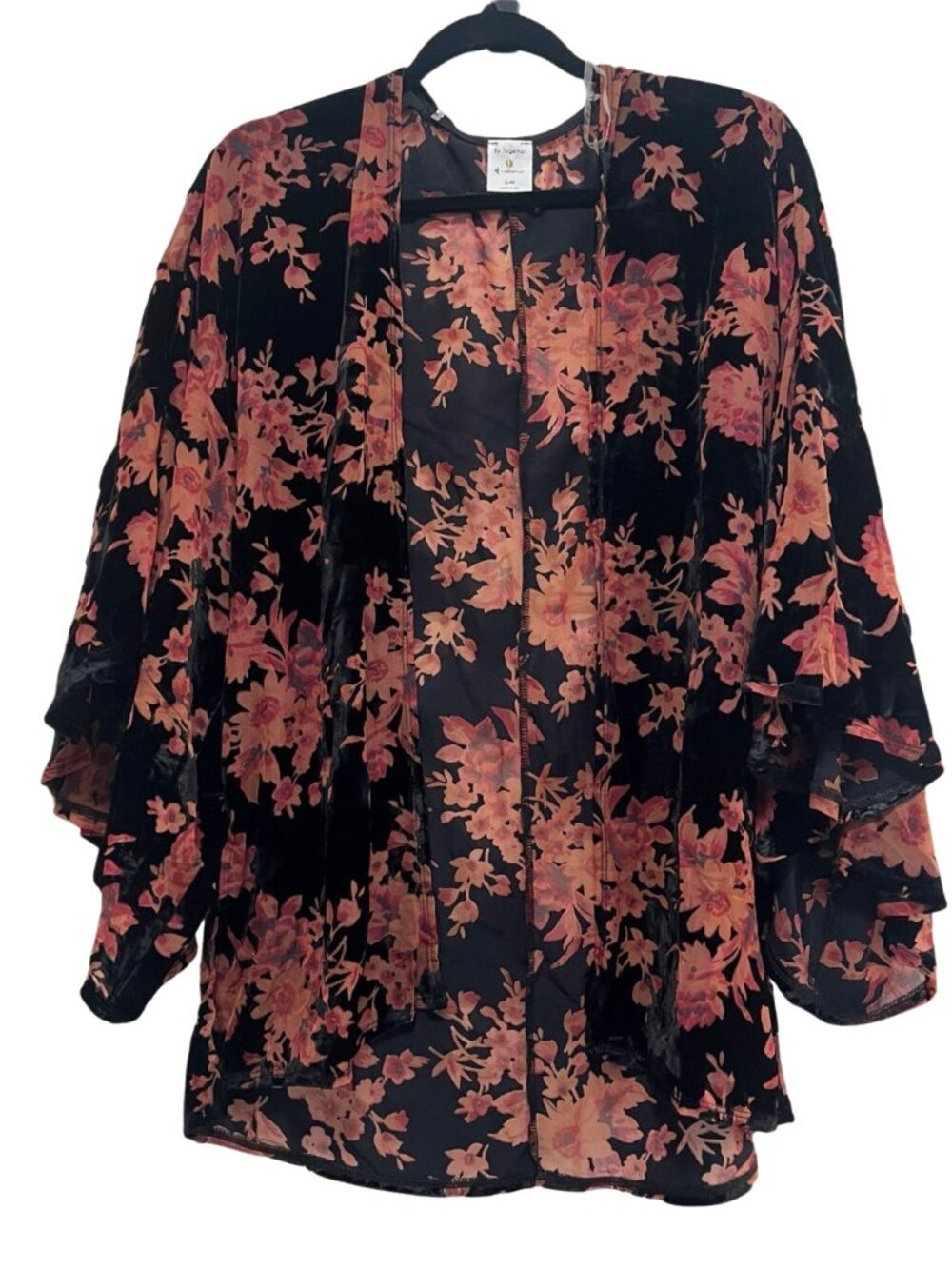 By Together Boho Velvet Floral Kimono
